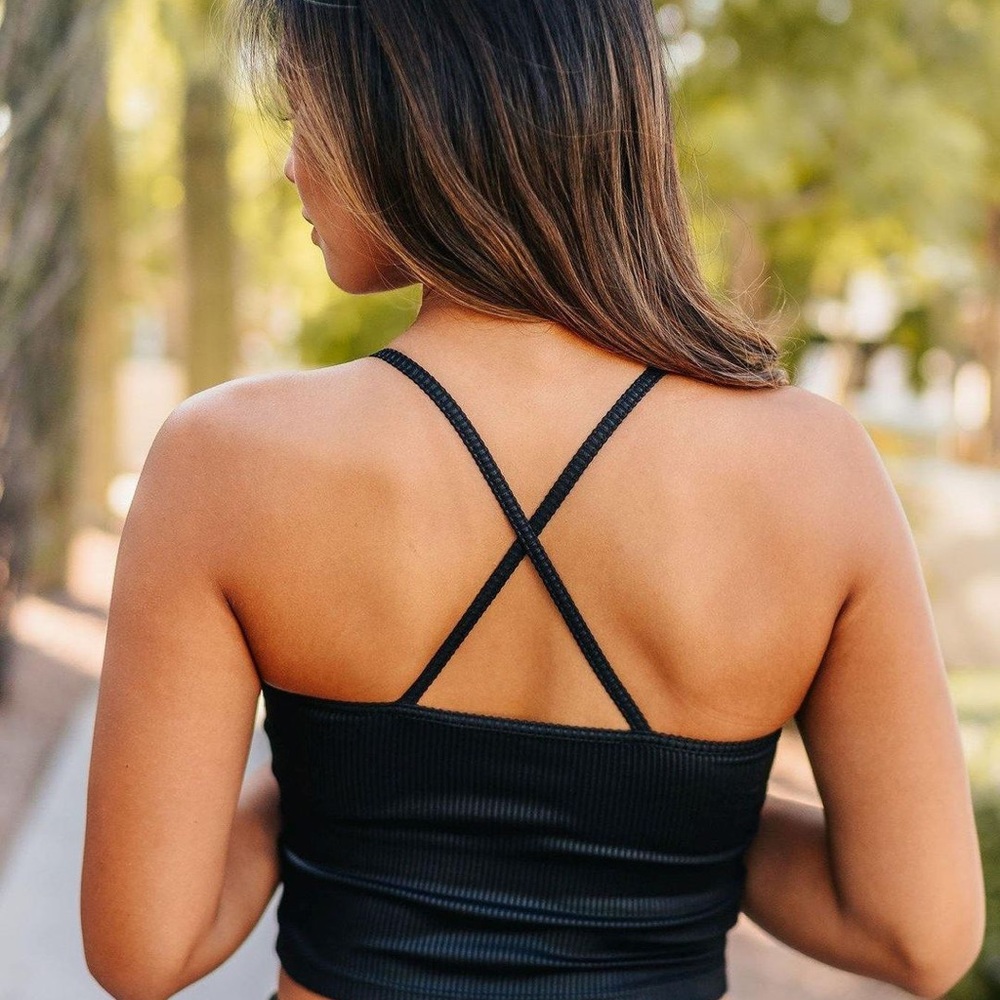 Senita Athletics Ava Crop in Black Ribbed Fabric *must sell by 2/8*